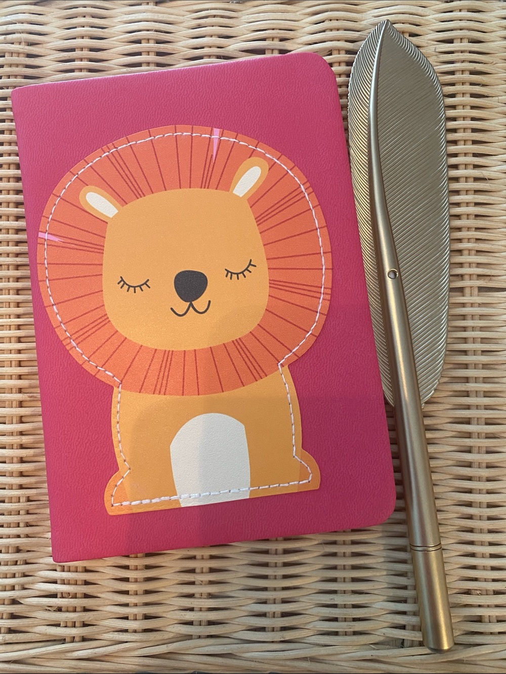 Pink Lion Notebook - Cute Animal Cover